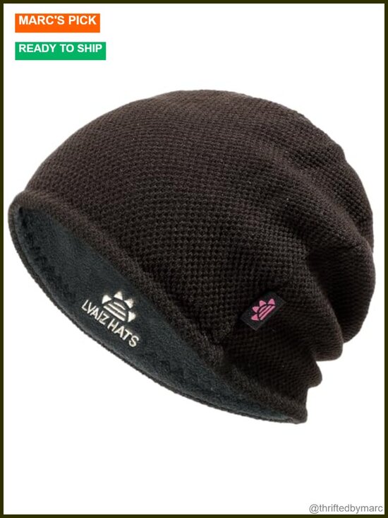 Winter Beanie Hat Fleece Lined Reversible Skull Cap Unisex Warm Knit Cap